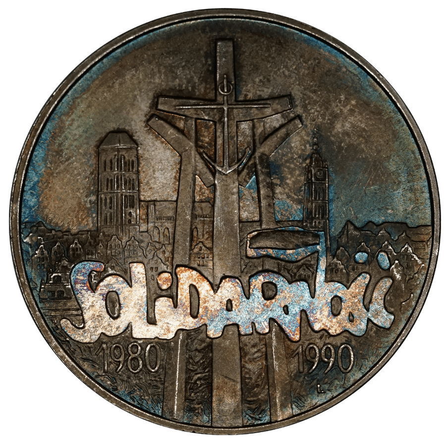 Srebrna moneta Solidarność - piękna patyna
