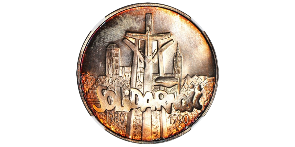 Srebrna moneta Solidarność - piękna patyna