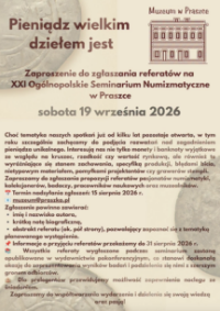 xxi ogólnopolskie seminamarium numizmatyczne w Praszce - plakat