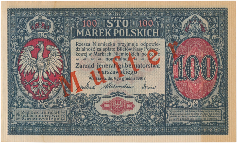 wzór banknotu 100 marek 1916