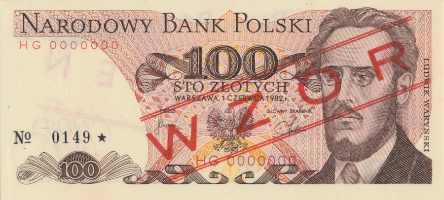 wzór 100 zł 1982 - HG