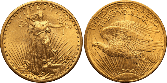 złota moneta - 20 dolarów St. Gaudens