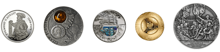 Przykładowe monety wyemitowane przez NBP w latach 1996-2021