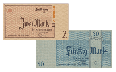 2 banknoty Getta Łódź: 2 i 50 marek