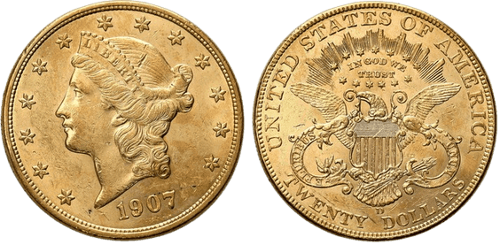 złota moneta - 20 dolarów Liberty USA
