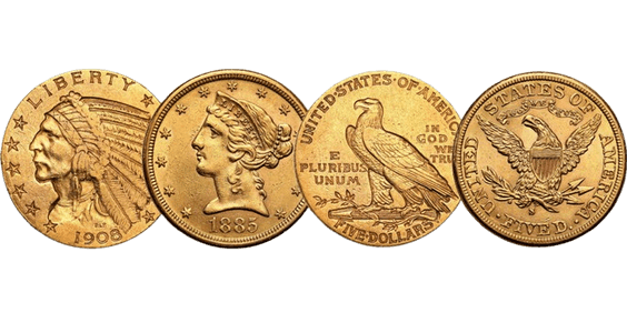 złota moneta - 5 dolarów Liberty USA