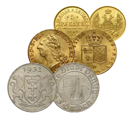 srebrne i złote monety XIX i XX wiek