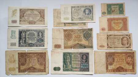 Zestaw polskich banknotów z lat 1941-1948