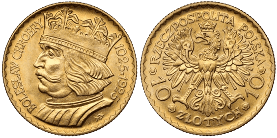 złota moneta - 10 złotych 1925